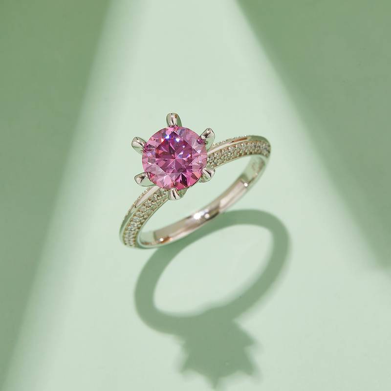 半壁江山S925银镀白金MoissaniteWomen's Ring1.5ctD级